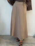 Mocha Wrap-Tie Maxi Skirt