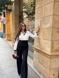 Ivory & Black Contrast Wrap Jumpsuit