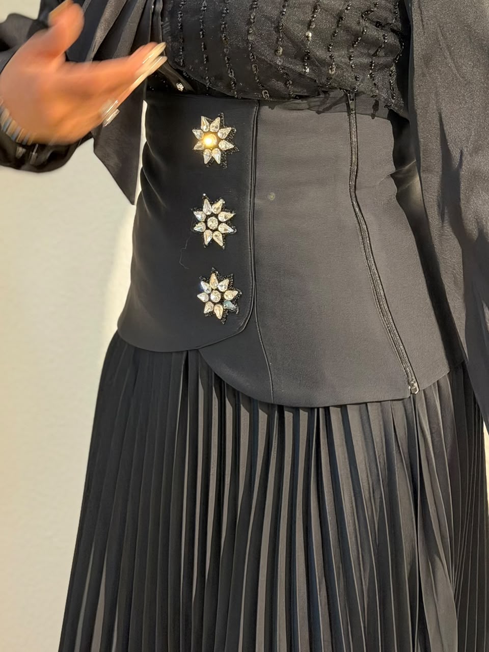 Serpil Embellished Blouse & Pleated Skirt Set