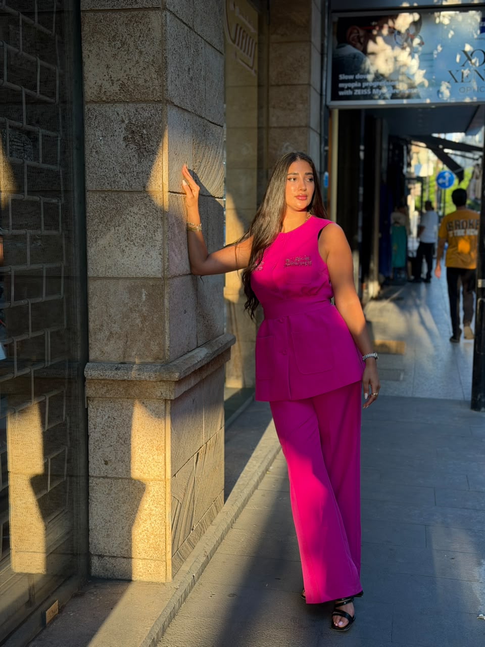 Fuchsia Sleeveless Peplum Set