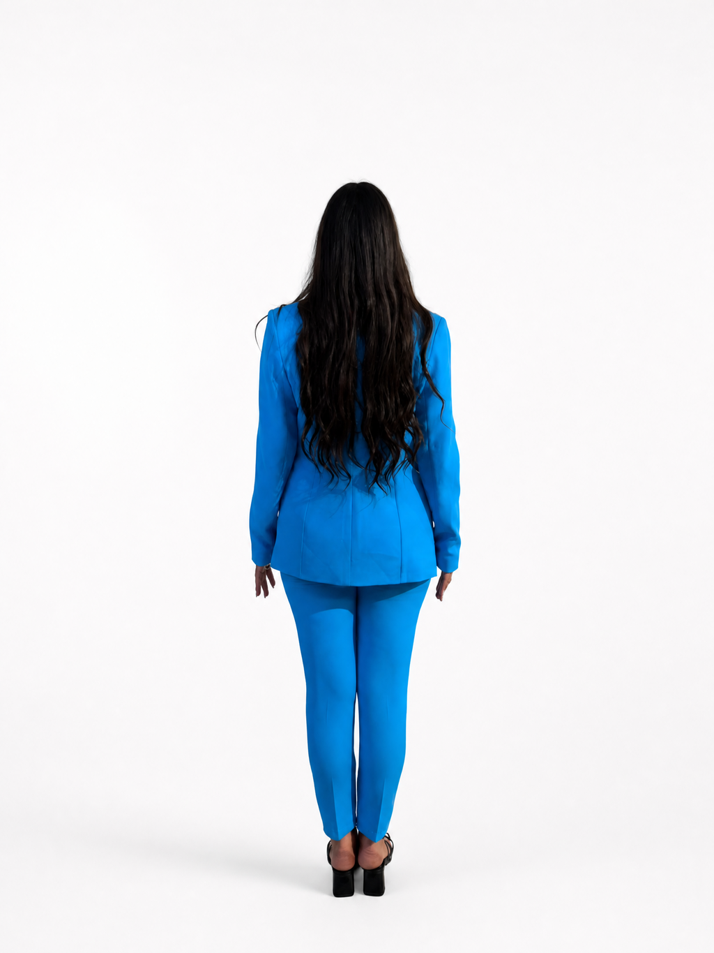 Azure Chain-Belt Tailored Suit Set