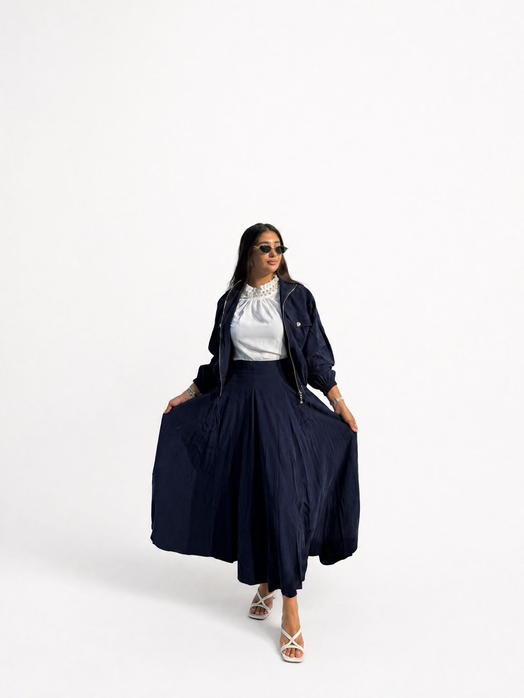Navy Twirl Skirt Set