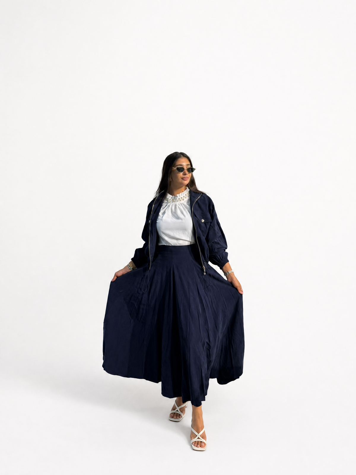 Navy Twirl Skirt Set