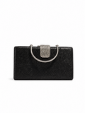 Noir Éclat Crystal Clasp Clutch