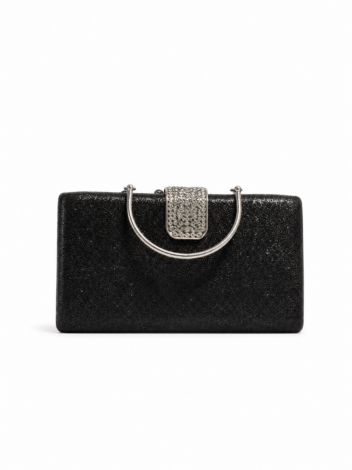 Noir Éclat Crystal Clasp Clutch