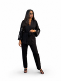 Noir Embroidered Wrap Set